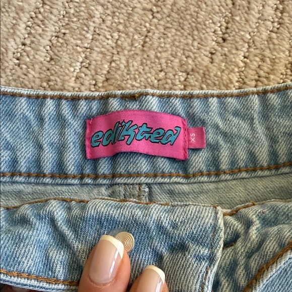 Edikted Light Blue Denim Mini Skirt - Picture 2 of 3